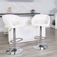 Flash Furniture CH-122070-WH-GG Contemporary White Vinyl Adjustable Height Barstool